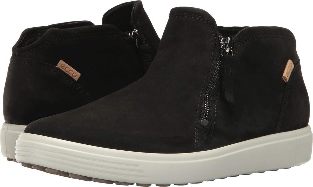 ECCO WOMEN'S WOMEN'S SOFT 7 LOW CUT ZIP FASHION SNEAKER, BLACK/POWDER, 41 EU/9.5